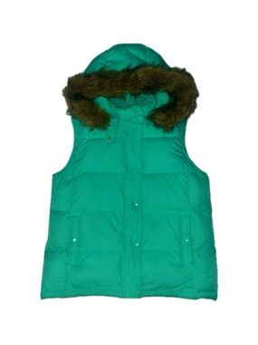 Vintage Y2K GAP Down Puffer Vest Detachable Faux Fur Hoodie, size small